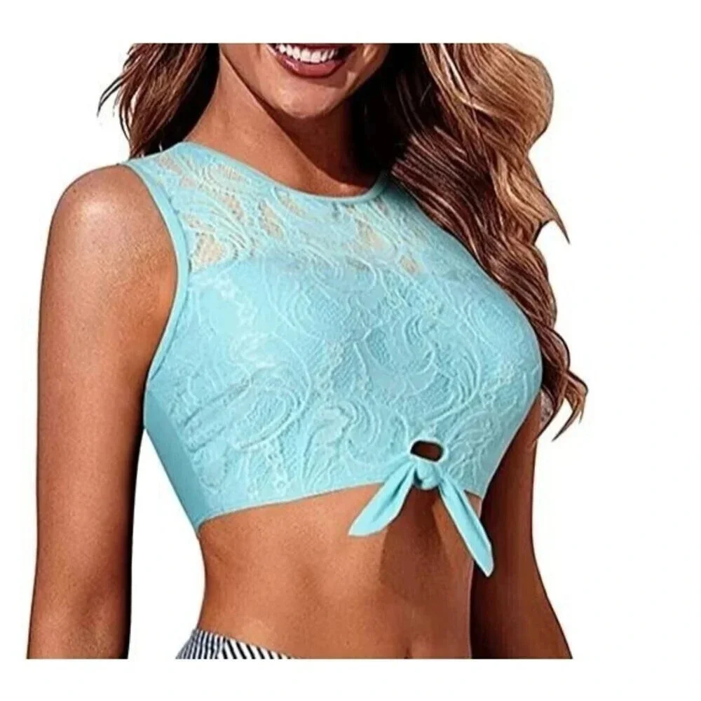 Tempt Me Women's Sleeveless Lace Crop Top Bralette Tank Blouse Large Beach NWT